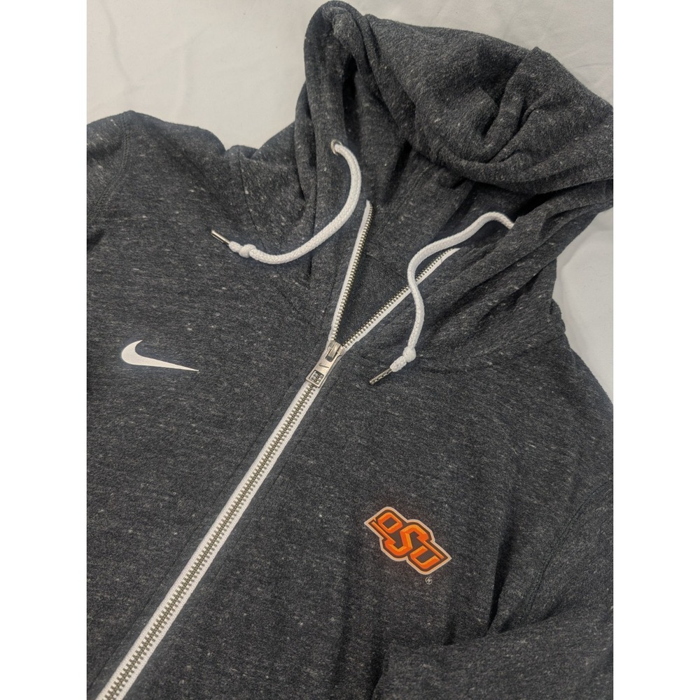 Oklahoma State Cowboys Hoodie Women Gray Nike Full Zip NCAA Long Sleeve Large